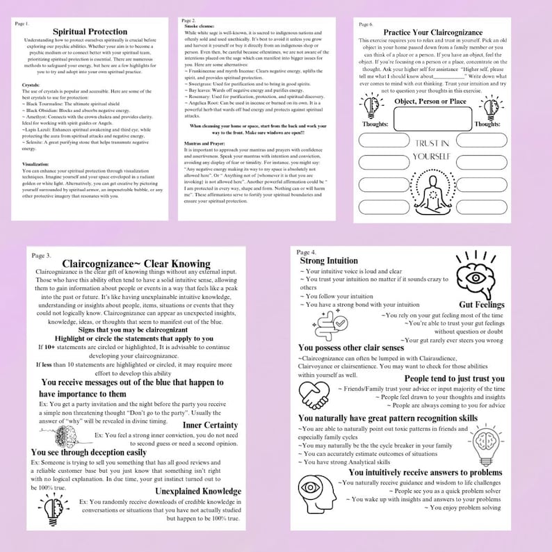 Claircognizance Development Worksheets, Intuition Exercises, Psychic ...