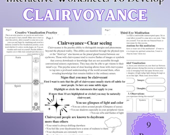 Clairvoyance Development Worksheets, Print At Home, Spiritual Guidance, Instant Download