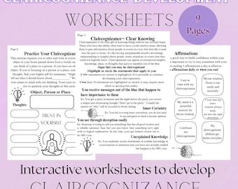 Claircognizance Development Worksheets, Intuition Exercises, Psychic Training, Digital Product
