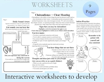 Clairaudience Development Worksheets, Digital Download. Print From Home, Psychic Abilities