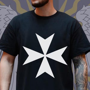 Knights Hospitaller T-Shirt, Maltese Cross T-Shirt, Gift for Crusades and history enthusiasts
