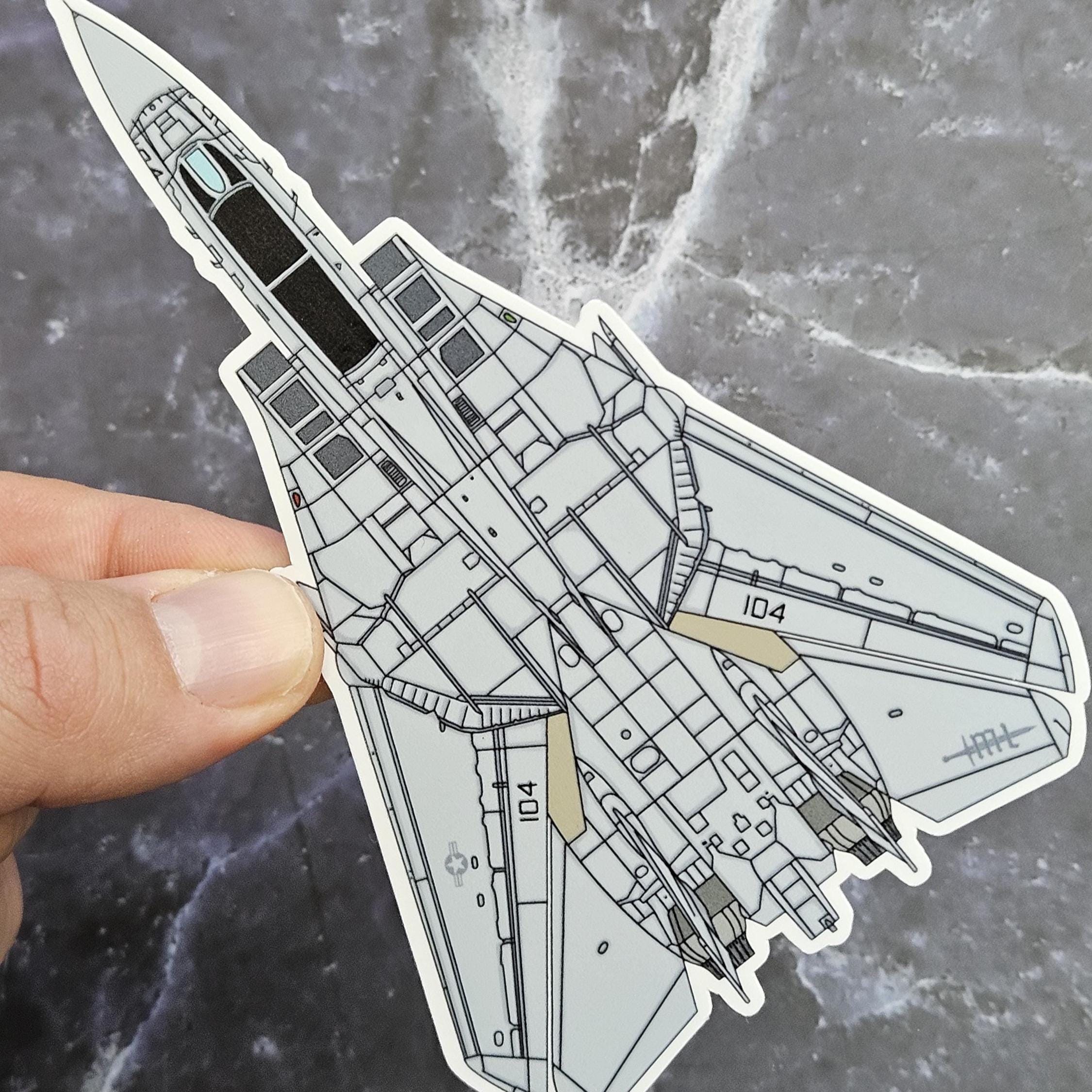 F-14トムキャット ビニールステッカー - アメリカ海軍戦闘機 防水