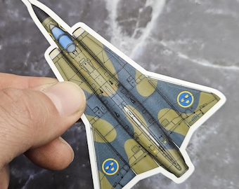 Saab JAS-35 Draken Vinyl Sticker - Cold War Era J35 Draken Aircraft Swedish & Finnish Air Force Laminated Decal