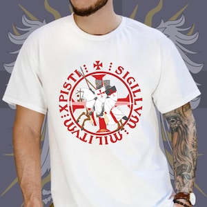 Knights Templar Seal T-shirt, Knights Templar T-shirt, Medieval T-shirt, Templar T-Shirt, Crusader T-Shirt, Gift for history enthusiasts