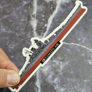 Battleship Yamato Sticker, WWII Imperial Japanese Navy vinyl sticker, Military ship glossy vinyl sticker, Warship decal for collectors