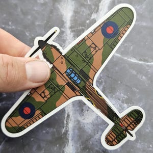 Hawker Hurricane Sticker, WWII Fighter Decal, RAF Vinyl Sticker, Glossy Vinyl Sticker for Warbird and Aviation History enthusiasts