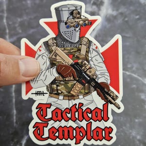 Tactical Templar Sticker, Knights Templar Vinyl Sticker, Crusader Decal, Medieval Glossy Vinyl Sticker for military and history enthusiasts