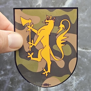 Sticker Noorse leger, Noorse militaire vinylsticker, sticker leger, sticker Noorse legerleeuw Cadeau voor militaire liefhebbers