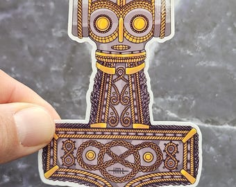 Mjölnir Vinyl Aufkleber - Thors Hammer Mjölnir, Wikinger Mythologie Laminierter Aufkleber