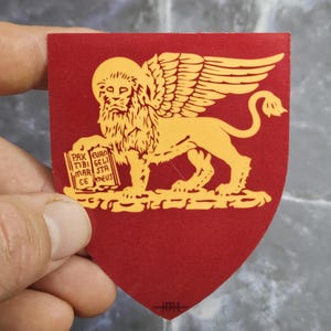 Adesivo Leone di San Marco, adesivo in vinile Leone di Venezia, decalcomania di Venezia, adesivo scudo di Venezia, regalo con stemma per appassionati di storia
