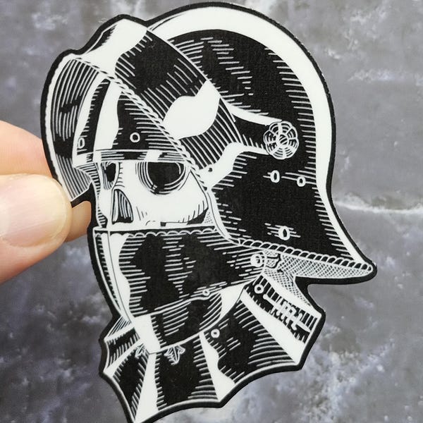 Gothic Knight Skull Sallet Vinyl Sticker - Dark Waterproof Laminated Decal