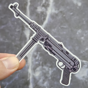 MP40 SMG Vinyl Sticker - WWII German Smg Laminated Decal