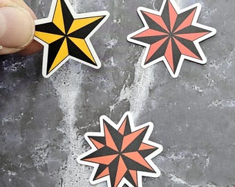 Old School Tattoo Stars Stickers: Traditional American Vinyl Decal