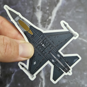 F16 Fighting Falcon Sticker, F-16 Vinyl Sticker, Fighter Aircraft Decal, USAF, Fighter Sticker for military and aviation enthusiasts