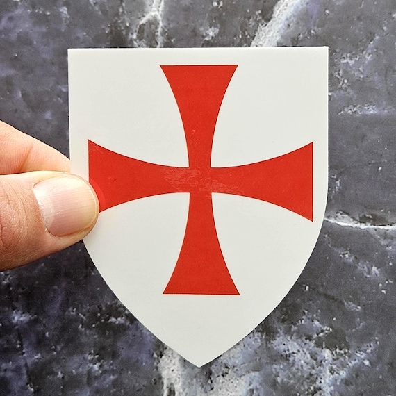 Coat of Arms of the Knights Templar Vinyl Sticker - Crusader Shield WaterproofLaminated Decal