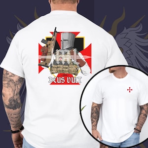 Crusader Tactical T-shirt, Knights Templar T-shirt, Catholic T-Shirt, Catholic Gift , Military T-shirt, Crusader T-shirt for history fans