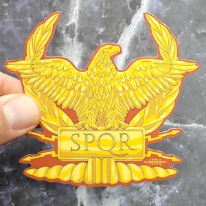 Adesivo Aquila SPQR, Adesivo in vinile Aquila Romana, Adesivo Aquila Impero Romano, Aquila Stendardo Dorato, Regalo Aquila Romana per gli appassionati di storia