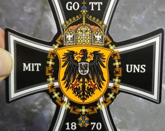 Gott Mit Uns Cross Vinyl Sticker - German Empire Kaiserstandarte Laminated Decal