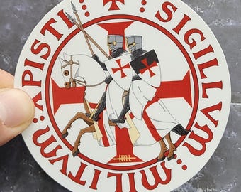 Adhesivo de vinilo con el sello de los Caballeros Templarios - Calcomanía laminada de los Cruzados