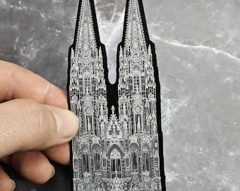 Gothic Cathedral Vinyl Sticker - Cologne Cathedral Black and White Laminated Decal