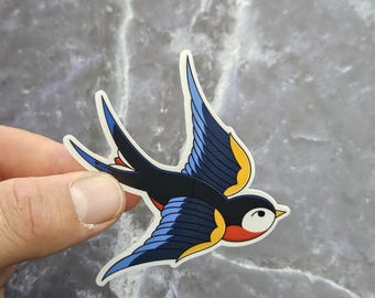 Swallow Vinyl Sticker - Old School American Laminated Decal