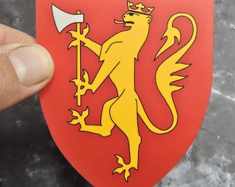 Coat of Arms of Norway Vinyl Sticker - Norwegian Lion Rampant Heraldic Laminated Decal