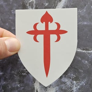 Sticker Orde van Santiago, wapenschild van de Orde van Santiago, Reconquista, cadeausticker voor liefhebbers van leger en geschiedenis