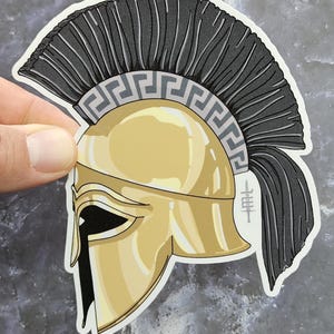 Autocollant casque hoplite, autocollant casque corinthien en vinyle, autocollant grec, athénien et spartiate, cadeau pour les passionnés de l'hellénisme et de l'histoire