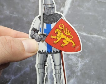 Mittelalterlicher Ritter-Vinyl-Aufkleber - 14th Century Knight Laminierter Aufkleber