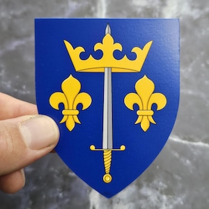 Coat of arms of Joan of Arc ,Joan of Arc Shield decal, French Medieval Sticker, Gift Sticker for history enthusiasts
