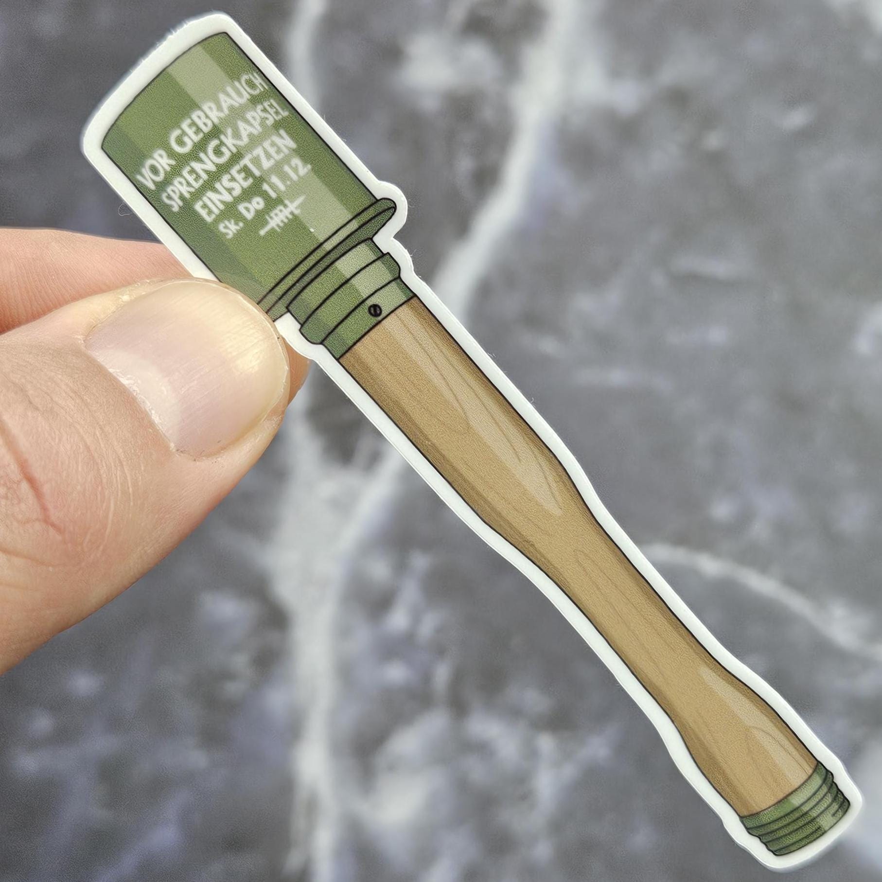 German Grenade Vinyl Sticker- WWII Stielhandgranate 24 Waterproof