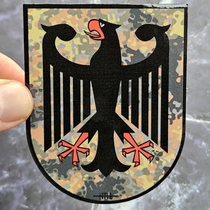 ドイツ軍ステッカー、ドイツ連邦軍ビニールステッカー、ドイツ連邦軍イーグルデカール、フレックターンシールド光沢ビニール、軍事愛好家へのステッカーギフト
