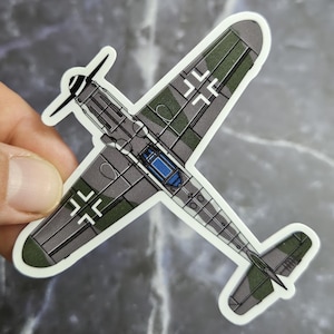Messerschmitt Bf 109 Sticker, Bf109 Vinyl Sticker, WW2 Luftwaffe Decal, Glossy Vinyl Sticker for Warbird and Aviation History enthusiasts