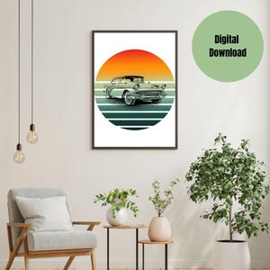 Retro Vintage Car Art Prints – Set of 3 Digital Posters | A3 & A4 Sizes | Classic Car Wall Art