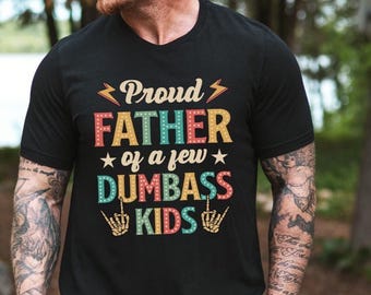 Camiseta "Padre orgulloso de unos niños tontos", camiseta del Día del Padre, regalo del Día del Padre, camiseta divertida para papá, camiseta genial para papá, camiseta divertida para papá