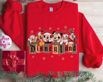 Sudadera navideña retro de Mickey y sus amigos, sudadera navideña de Disneyland, sudadera navideña de Disney, sudadera con capucha navideña familiar