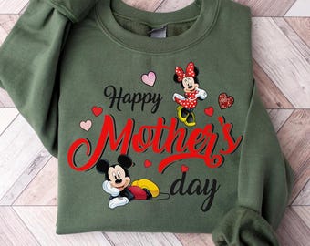 Sudadera con capucha de Mickey y Minnie para mamá, sudadera con el mensaje Feliz Día de la Madre de Disney, sudadera con capucha de Minnie Mouse para mamá de Disney, regalo para mamá, sudadera con capucha de Disney para mamá