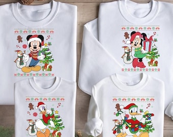 Disney Micky und Freunde Weihnachten Familie passende Sweatshirt, Custom Alle Charaktere Disneyland Xmas Hoodie, Weihnachtsgruppe Sweatshirt