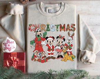 Mickey and Friends Christmas Sweatshirt, Mickey Minnie Very Merry Christmas Party 2025 Hoodie, Christmas Matching Sweater, Xmas Family Sweat