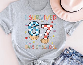 I Survived 67 Days of School Shirt, Funny 6 7 Six Seven Tee, Viral Classroom Meme T-Shirt