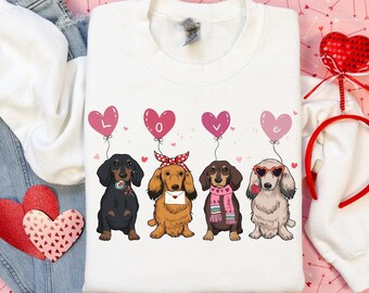 Sweat-shirt teckel pour la Saint-Valentin, cadeau pour amoureux des chiens