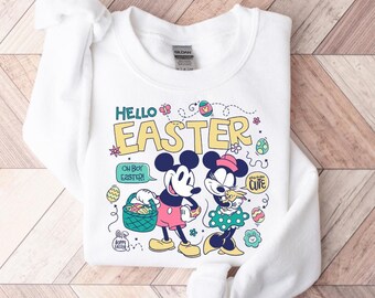 Sudadera de Disney Hello Easter, sudadera de Happy Easter para niños pequeños, suéter de Mickey Minnie Easter, regalo de Pascua, regalo de Hello Easter, amante de Disney