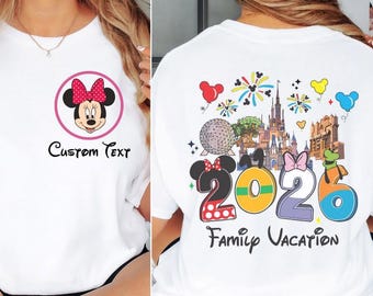 Maglietta personalizzata per le vacanze in famiglia Disney 2026, maglietta personalizzata per le vacanze in famiglia a Disneyland, Topolino e Minnie Disneyworld