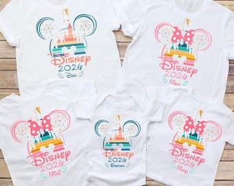 Gepersonaliseerd Disney-reisshirt 2026, familieshirt Disneyland-reisshirt, aangepast T-shirt Mickey & Minnie