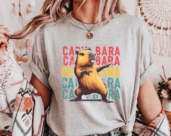 Dancing Capybara Shirt, Funny Kids Capybara Shirt, Animal Lover Gift, Capybara Mom Shirt, Pet Lover Shirt, Girls Capybara Gift, Capybara Tee