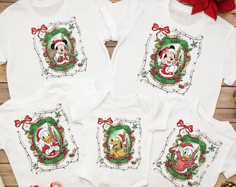 Retro Disney Very Merry Christmas Shirt, Custom Disney Christmas All Characters Shirt, Coquette Disney Family Shirt, Disney Group Christmas