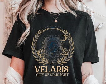 Maglietta Velaris ACOTAR, Maglietta Velaris City Of Starlight, Maglietta The Night Court, Court of Dreams, Horns and Roses, Maglietta SJM Merch, Regalo per amanti dei libri