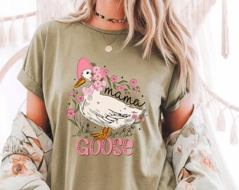 Floral Mama Goose Shirt, Mama Goose T Shirt, Girly Goose Shirt, Mother's Day Shirt, Cute Mama Shirt, New Mom Tee, Mothers Day Gift, Mom Gift