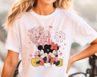 Disney Mickey and Minnie Valentines Castle Shirt, Retro Mickey and Minnie Shirt, Gift for Valentine, Disney Lover Shirt, Disney Valentine