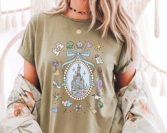 Kokette Schleife Disney Schloss Shirt, Magic Kingdom Girly T-Shirt für Disney Girl Trip, Disney Schloss Shirt, Disney Kinder Outift, Disney Familienausflug